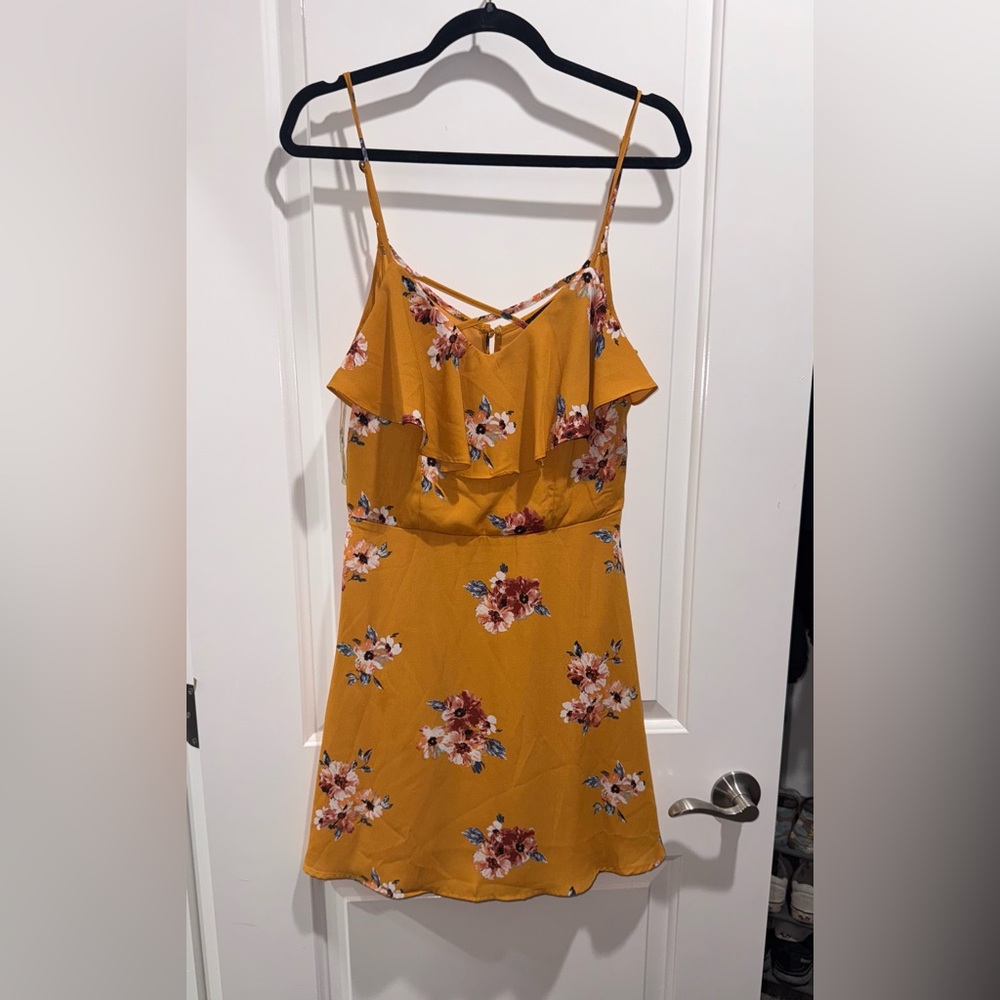 Trixxi Mustard Floral Mini Dress
